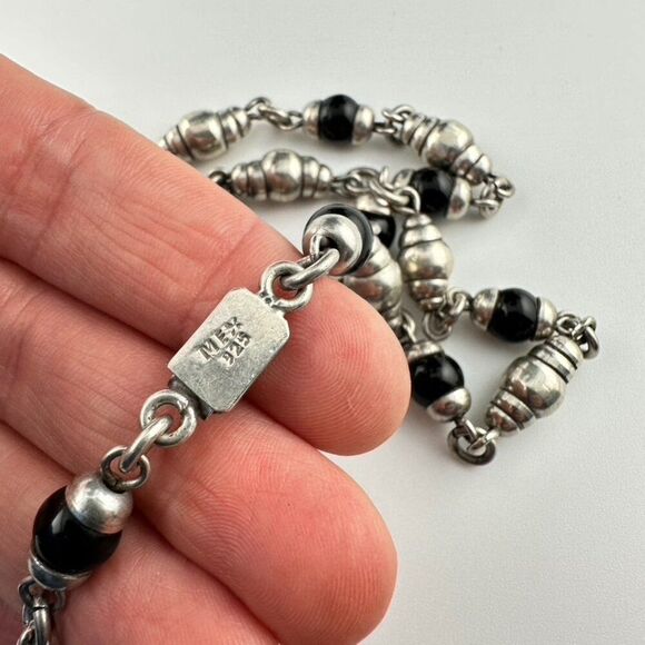 Vintage Mexico 925 Sterling Silver Glass Beaded Chain Necklace - Picture 7 of 7
